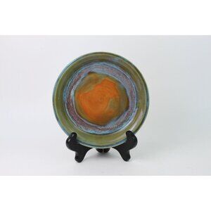 Vintage Studio Pottery Plate by Feldman | Signed Stoneware | 7” Earth Tone Ceram